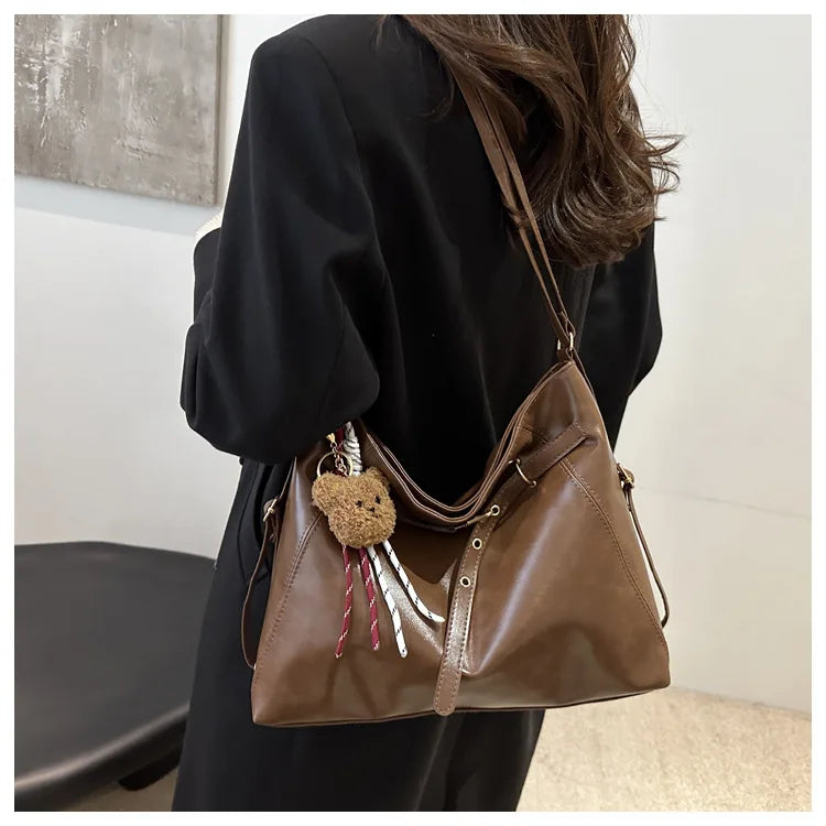 Vintage Large Capacity Women's Shoulder Bag Fashion Backpacks Pu Leather Ladies Crossbody Bag Female Commuter Tote Handbags