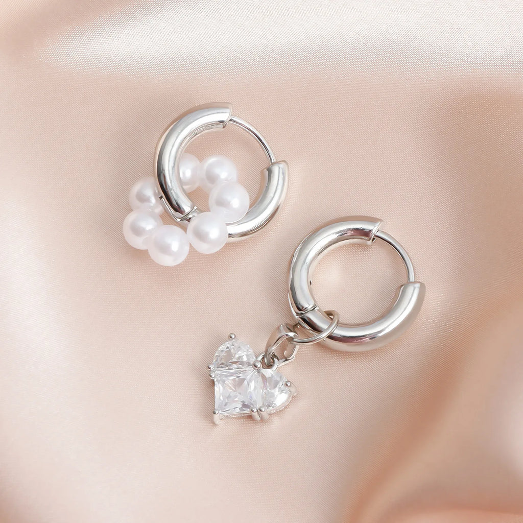 Fashion Jewelry Dual-use Zircon Heart Pendant Earrings for Women Accessory