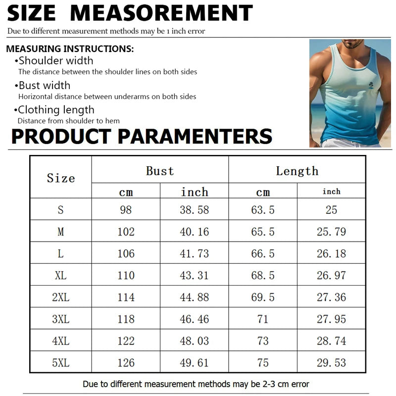 New Men's Solid Color Vest Hawaiian Comfort Clothing Men's Summer Beach Travel Clothing Quick Drying Sleeveless T-Shirt Top