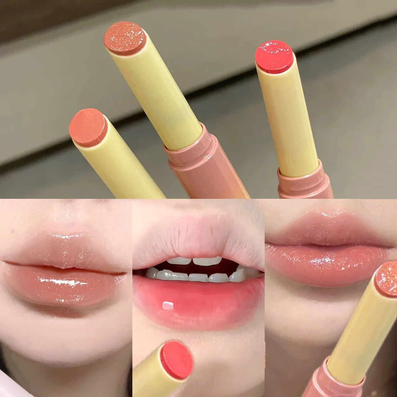 Clear Water Light Solid Lip Gloss Jelly Watery Pink Lipstick Pencil Moisturising Mirror Shimmer Korean Lips Makeup Cosmetics