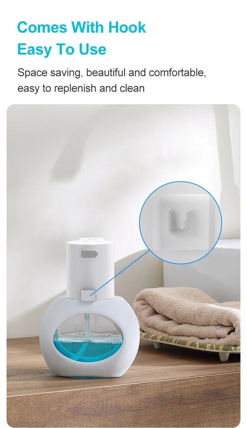 Dispensador automático de jabón 2025 de 420 ml, dispensador de espuma, sensor táctil, dispositivo de lavado de manos con carga USB, montado en la pared