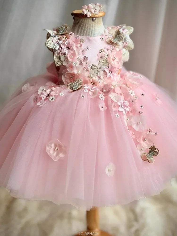 Wed Dress 2025 Girls Princess Wear Children Tutu Gown Kids Fashion Show Outfits Vestido Pageant Dresses Costumes Birthday Party