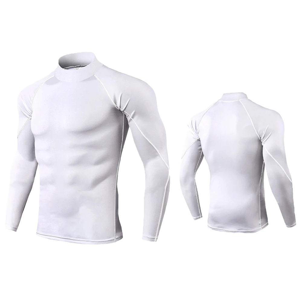 Men's Compression Turtleneck Long Sleeve Shirt - Athletic Gym Base Layer