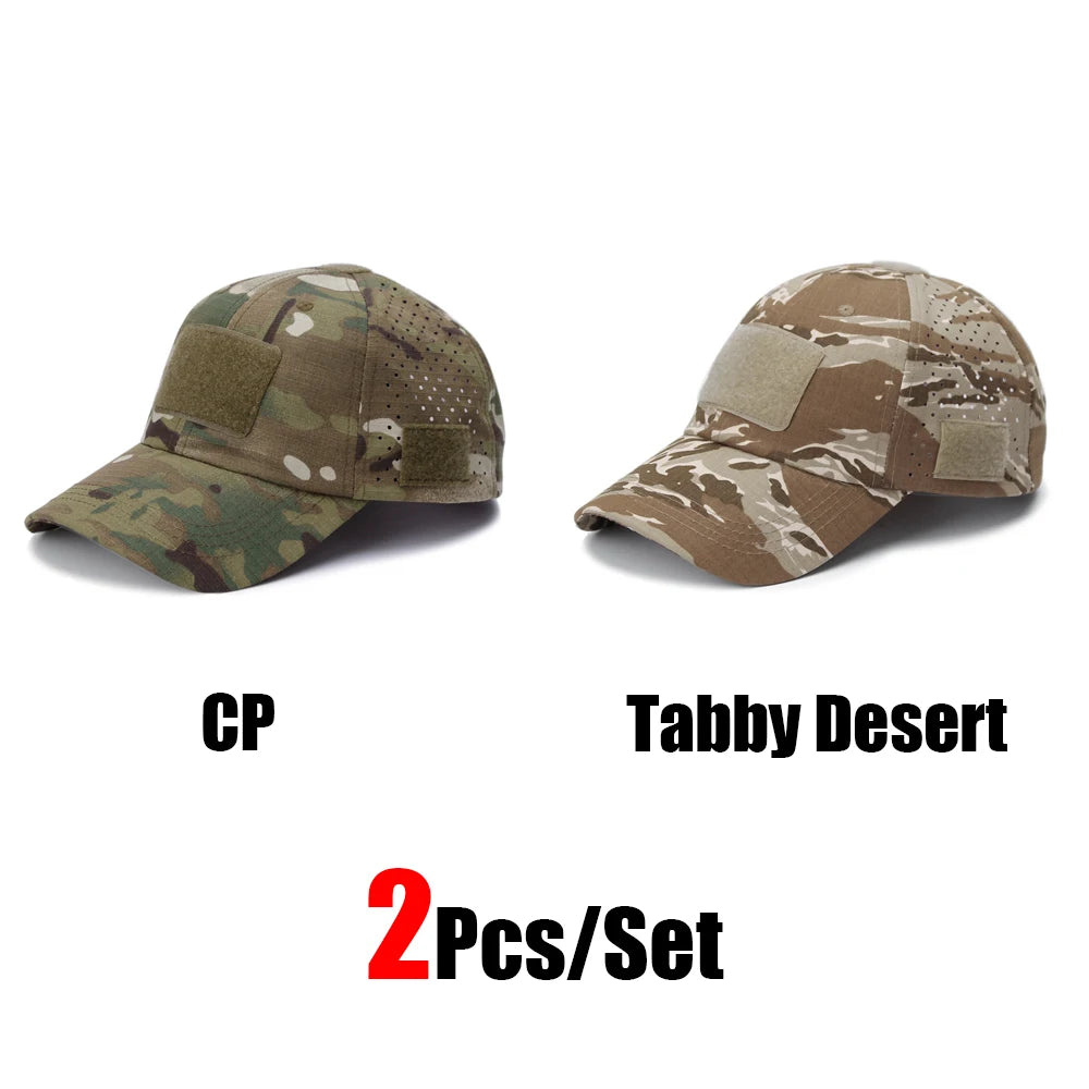 1/2Pcs New Men Camouflage Baseball Cap Breathable Sunscreen Hat Outdoor Sports Hunting Hiking Camping Beach Fishing Sun Hat