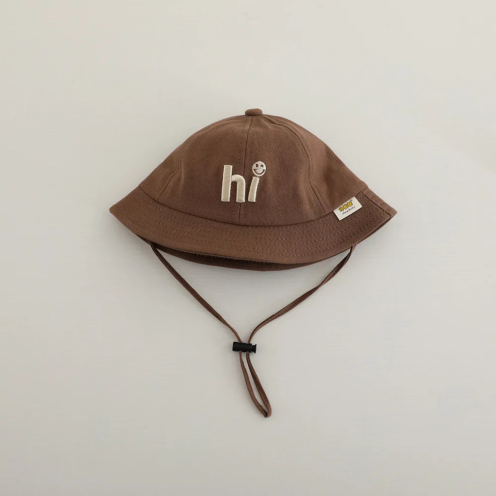 New Embroidered Letter Baby Bucket Hats Spring Sunhat Fishing Hat Sunshade Visor Boy Girl Outdoor Fashion Beach Cap For 6-24M