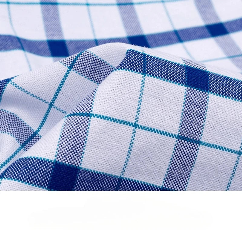 7XL Classic Men's Short Sleeve Shirt 100% Oxford Cotton Casual Plaid Stripe Shirt Business Men's Shirts Short Sleeve Large Size