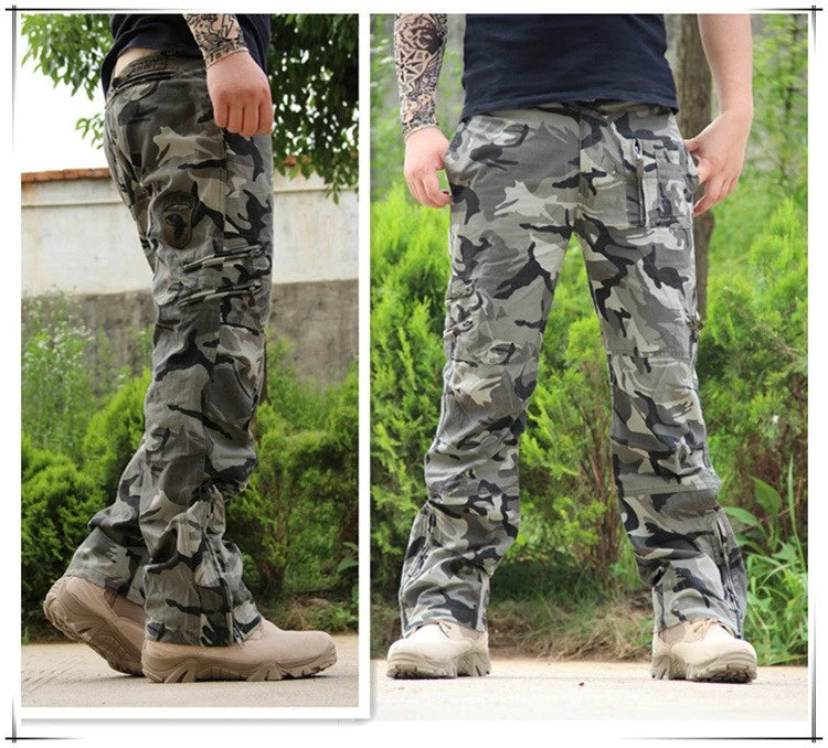 2026 Men's Cargo Pant Cotton Outdoors Tactical Pant Men Vintage Camo Green Work Many Pocket Cotton Camouflage Black Trouser