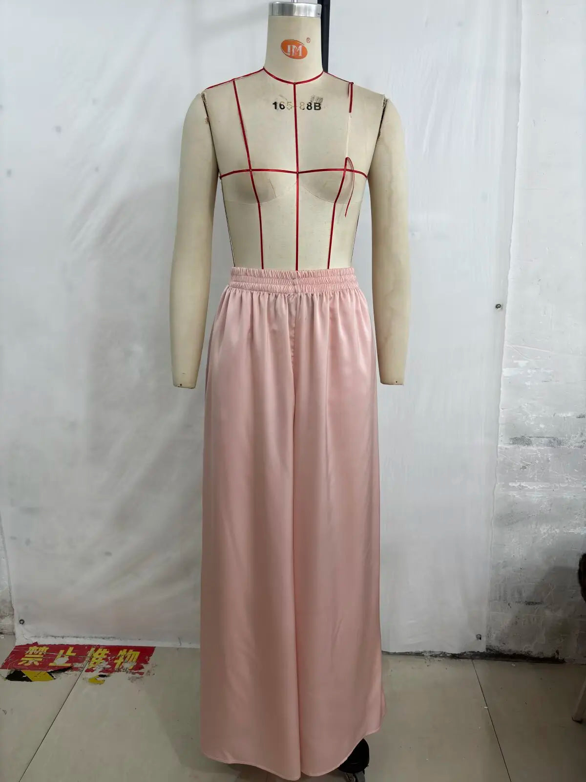 KONDALA Women's Wide Leg Pants - Casual Elastic Waist Trousers Pink