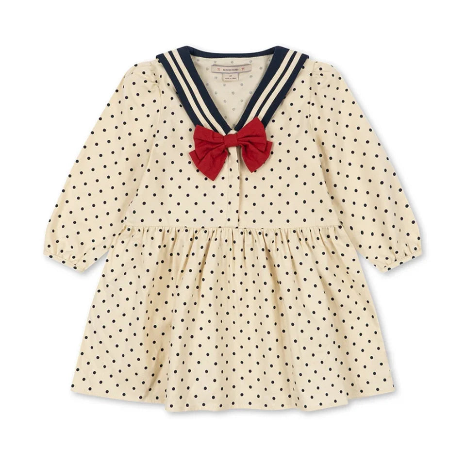 Summer 2026 Ks Girls Polka Dot Print Dress Girl Vacation Long Sleeved Tops Pants Kids Preppy Style Dresses Children Clothes Set