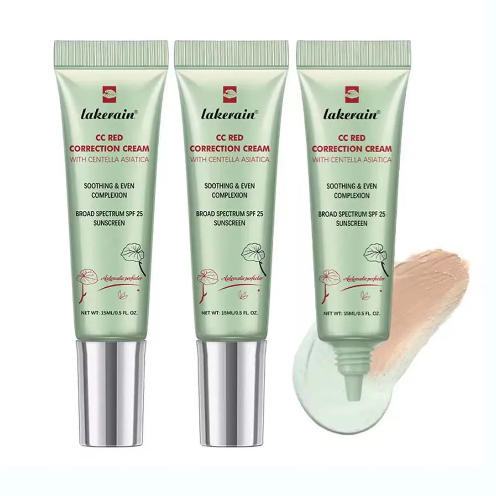 Color Changing CC Cream Foundation With Centella Korean High Coverage For Face Base Makeup For All Skin Types 3Pcs