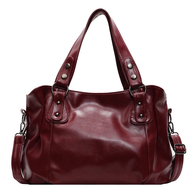 AMYMANG Women's Retro Shoulder Bag - Large Capacity PU Leather Tote