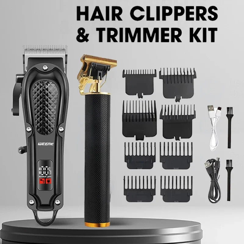 Vintage Men's Electric Hair Clipper Rechargeable Beard Trimmer with Foot Hair Trimmer Kit USB Fast Charging Hair Clipper