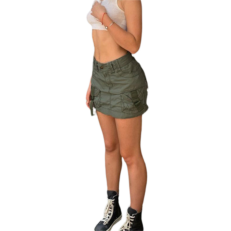 Low Waist Mini Cargo Skirt Gothic Y2k Cute Denim Jean Skirts Aesthetic Retro Bodycon Short Skirt Harajuku Vintage Streetwear