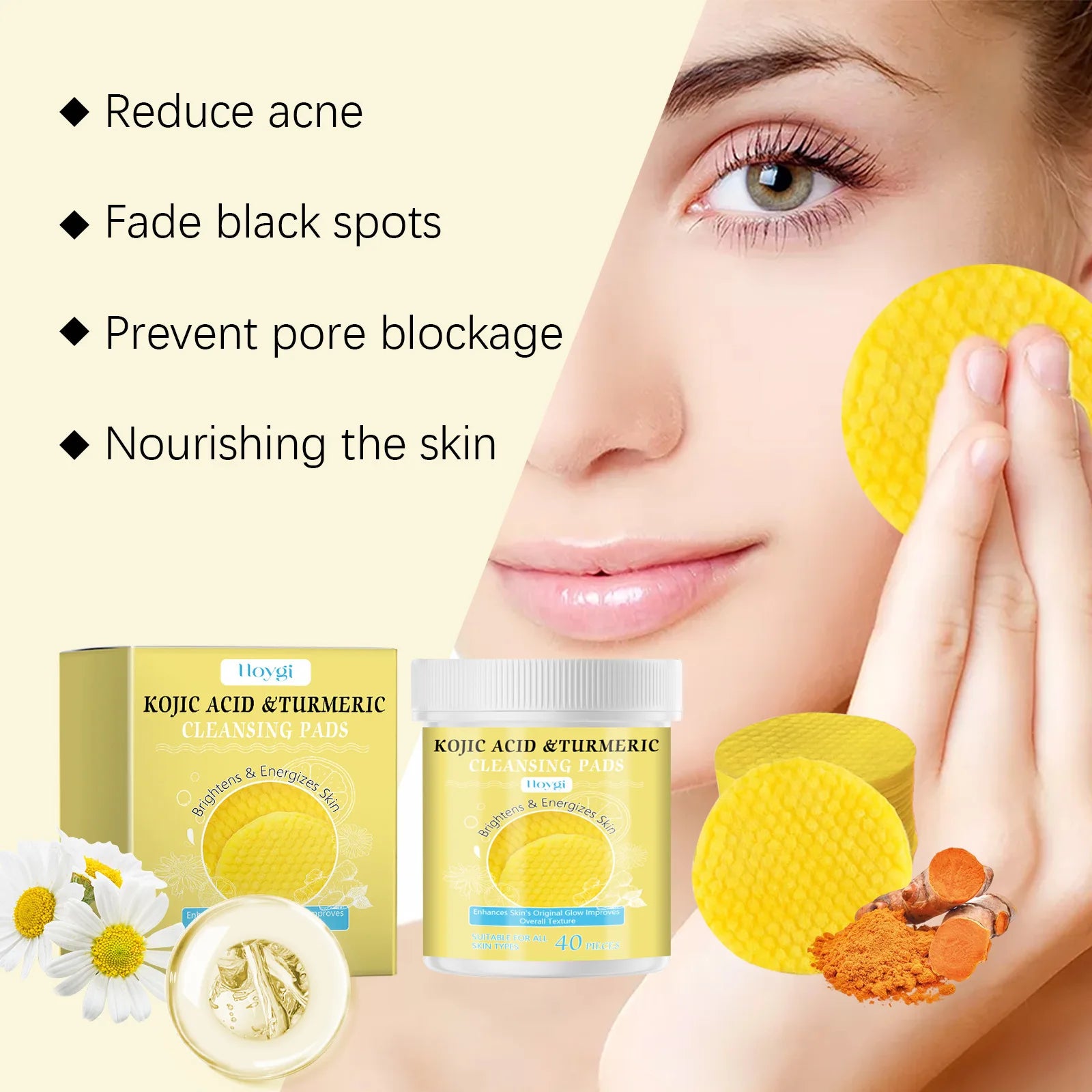 Turmeric Cleanser Oil Control Dark Spot Removal Anti Acne Deep Cleansing Shrink Pore Brightening Moisturizing Vitamin C Cream