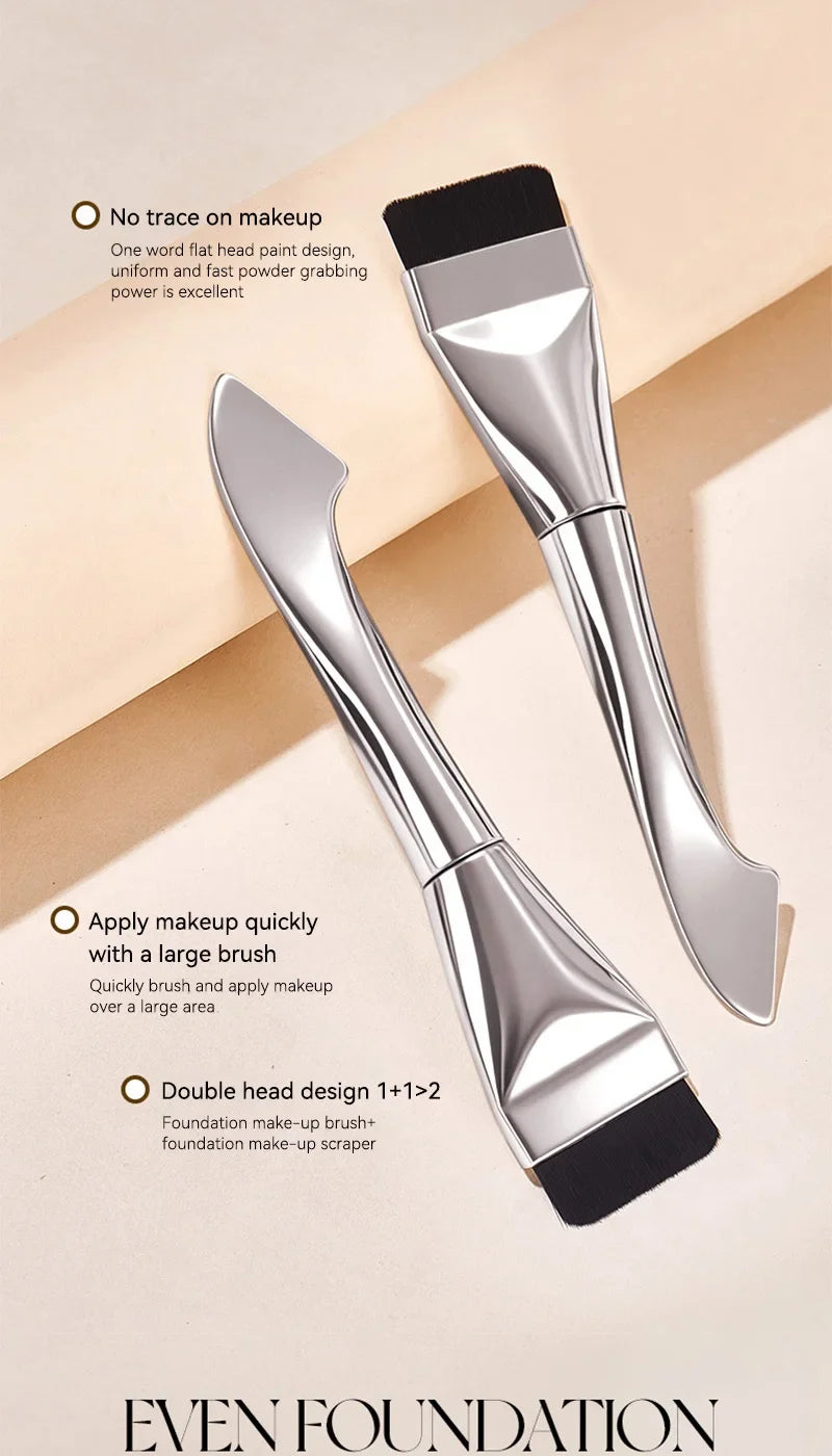 GECOMO two-headed one-word foundation brush, no foundation, no trace light mask brush, fast powder on makeup, beauty tools