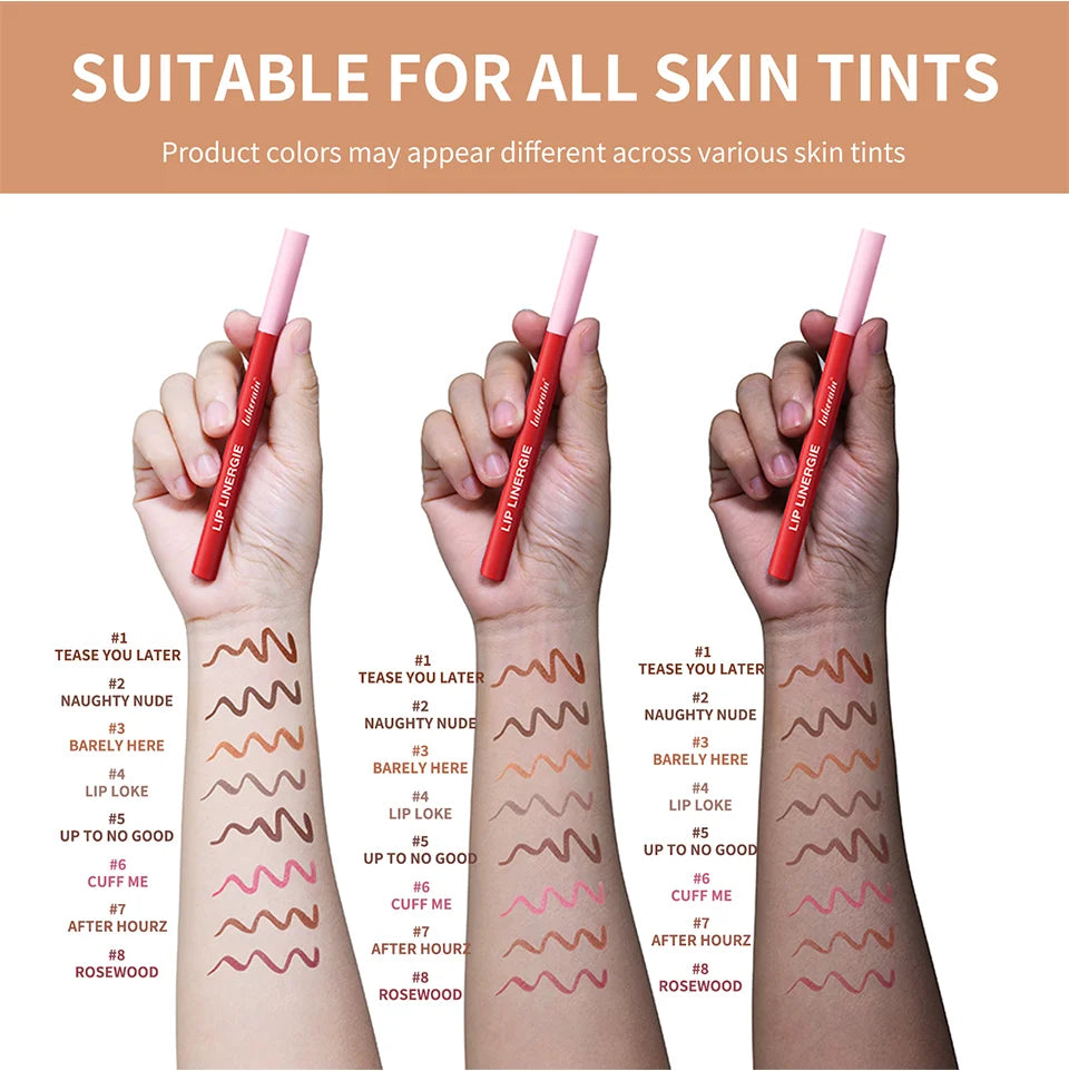 Waterproof Lip Liner Stain Lip Lingerie Long Lasting 8 Colors Transfer Proof Smudge Resistant Color No Bleed Formula  Cosmetics