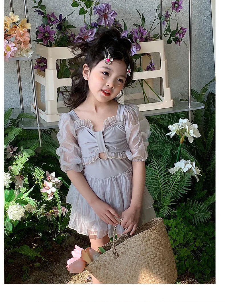 Parent-child Swimsuit Cute Puffed Sleeve Princess Dress One-piece Dress Style Parent-child Swimsuit