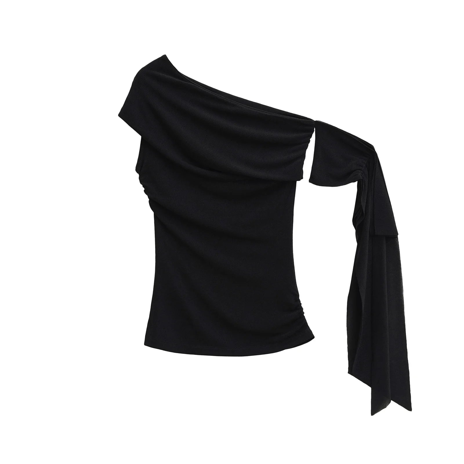 Sweet Sexy Bodycon Short Sleeve T-Shirt Shoulder Bared Pure Color Slimming Top for Trendy Women Summer Thin Fabric Cute Style