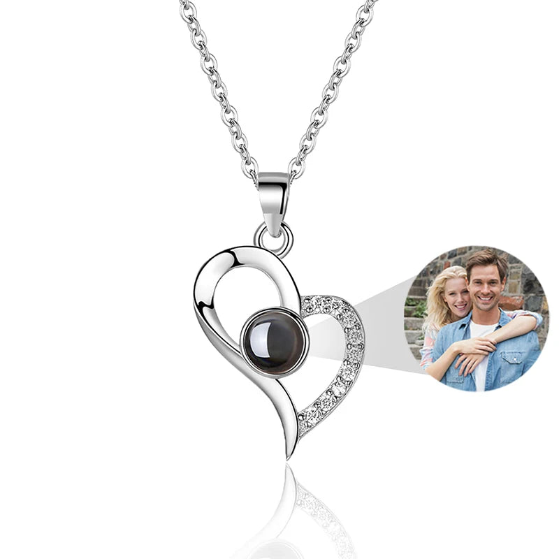 Custom Photo Projection Necklace With I Love You In 100 Languages Personalized Gift For Women