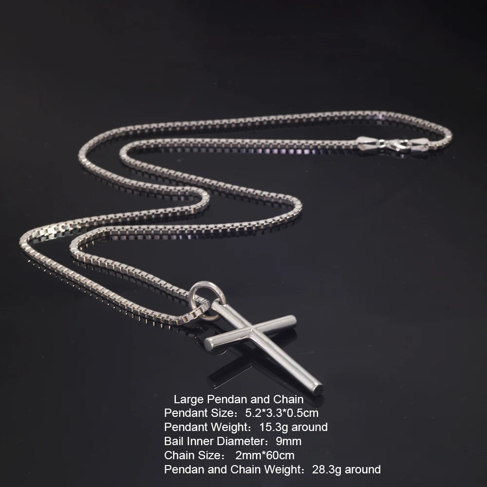 Real Solid 925 Sterling Silver Cross Pendant For Men And Women'S Smooth High Polishing Design Jesus Christ Jewelry