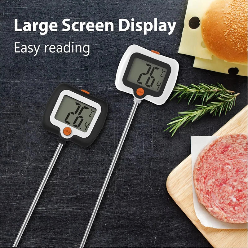 Digital Food Thermometer 300°C/572°F 304 Stainless Steel Probe LCD Display Thermometer Kitchen Grill BBQ Meat Oil Fry Temp Gauge