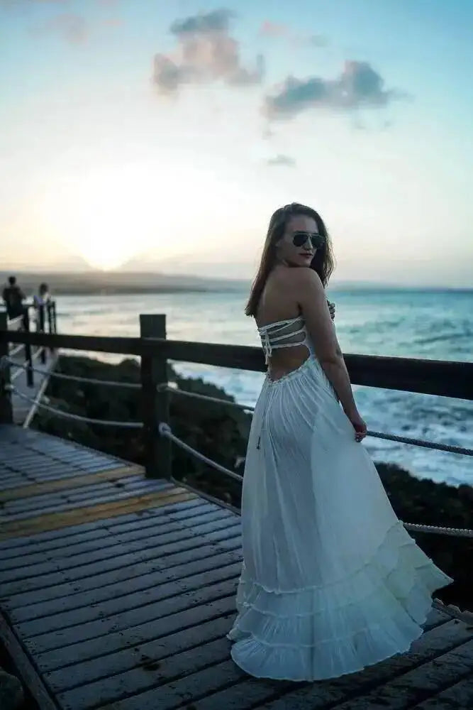 Beach Dress Sexy Dresses Boho Bohemian People Holiday Summer Long Backless Cotton Women Party Hippie Vestidos Mujer Ethnic