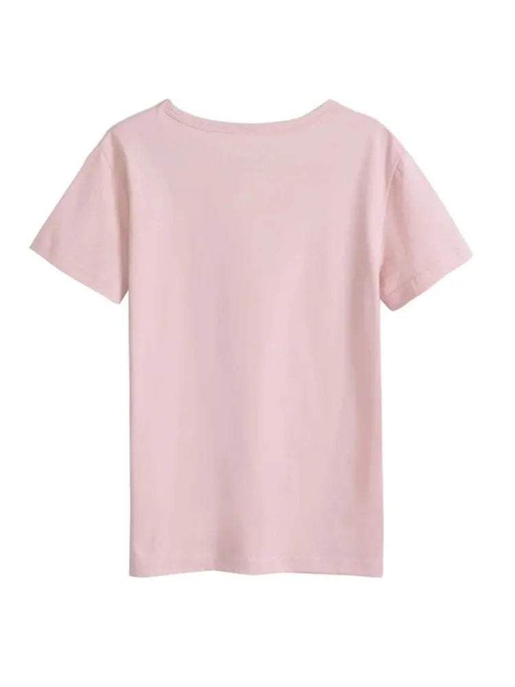 Maycaur Breathable New Women'S Short Sleeve T-Shirt Print T-Shirt Multi Pure Color T Shirt Fashion Sports Breathable Tshirt Female