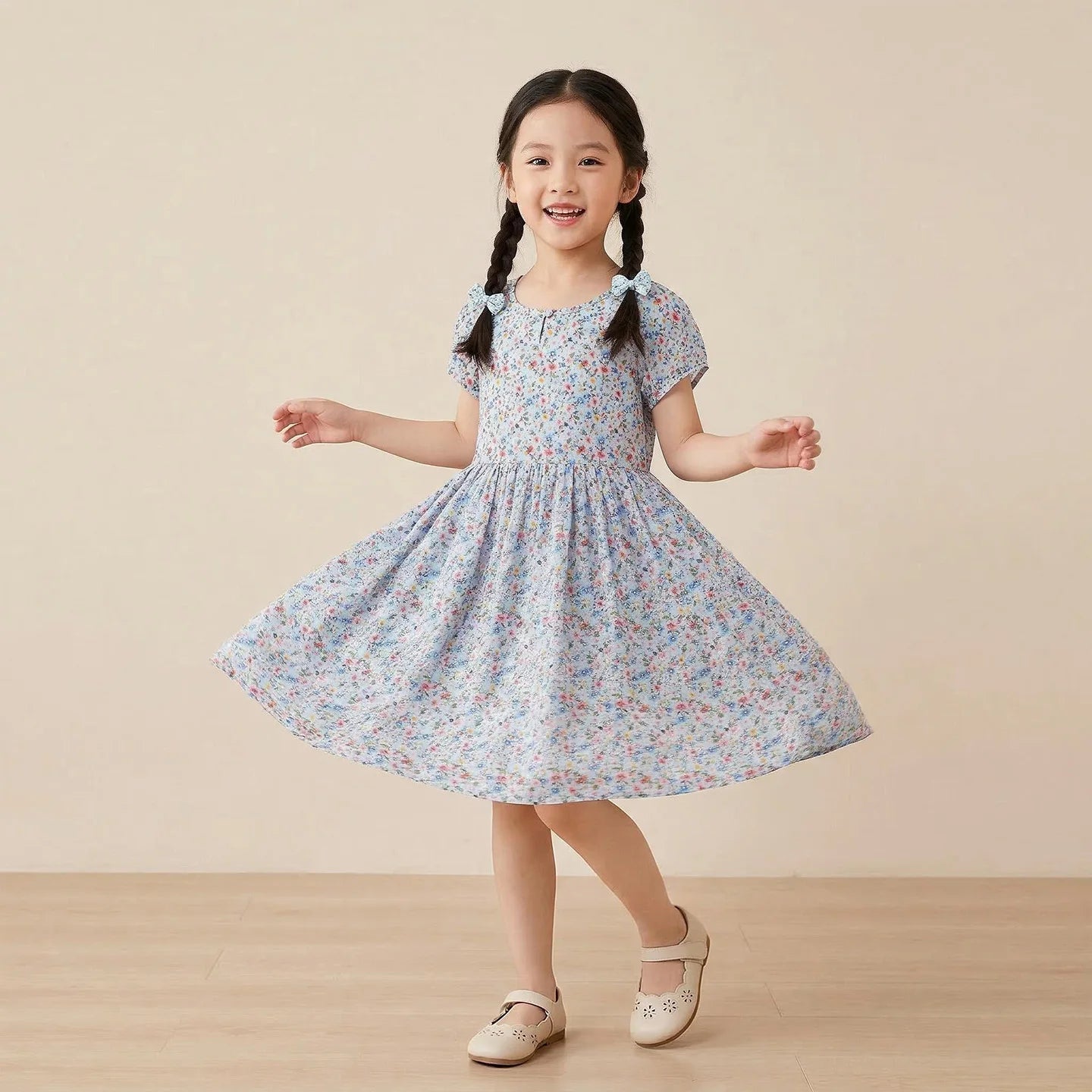 Girl Dress Floral Summer Kids Clothes Girls Children Flower Dresses Flying Sleeve Princess Party Outfit Children's Clothing