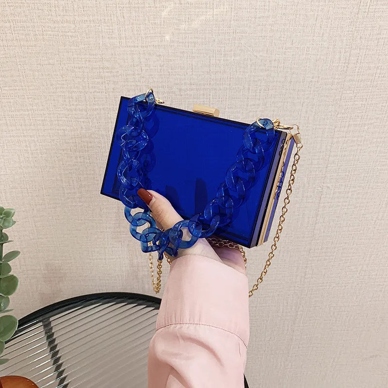 Fashionable Acrylic Handbag Women's Hot Sale Of The Season New Chain Box Bag Transparent Handbag Cross-Border Style Small Siz...