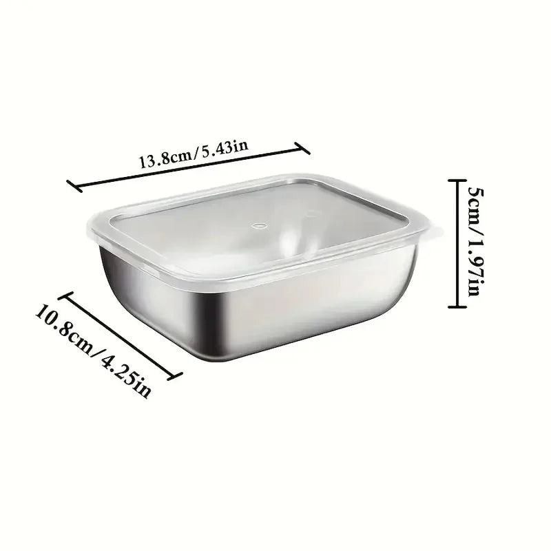 5 recipientes apilables de acero inoxidable para preparación de alimentos para refrigerador y almuerzo, ideales para preparación de comidas, viajes y almacenamiento en cocina