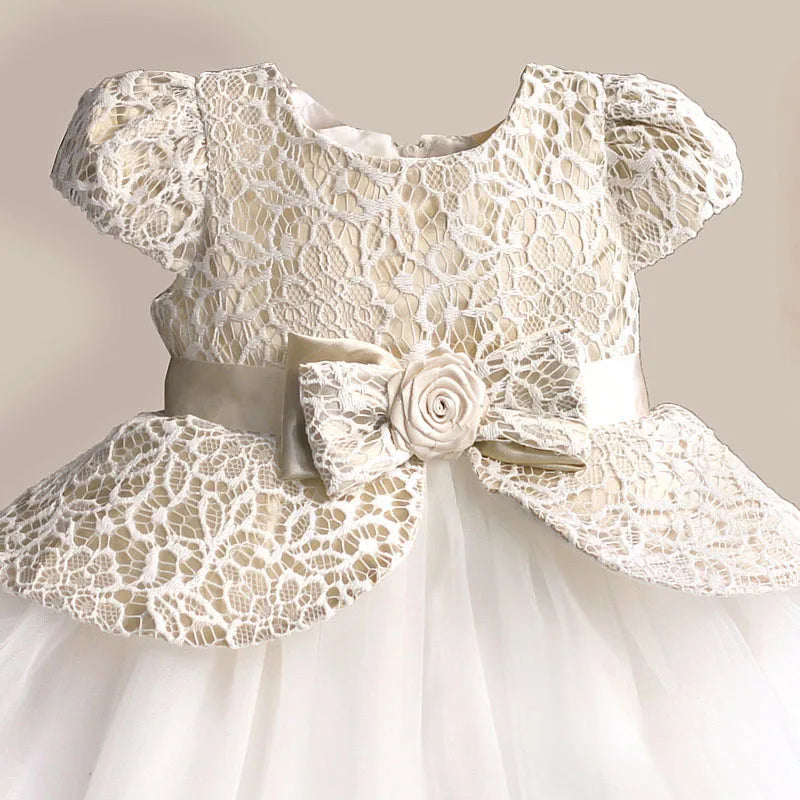 HETISO Lace Flower Girl Dress TUTU style Silk Belt Princess Kids Dresses 3 colors leopard Girls Party Dress for 1-6T