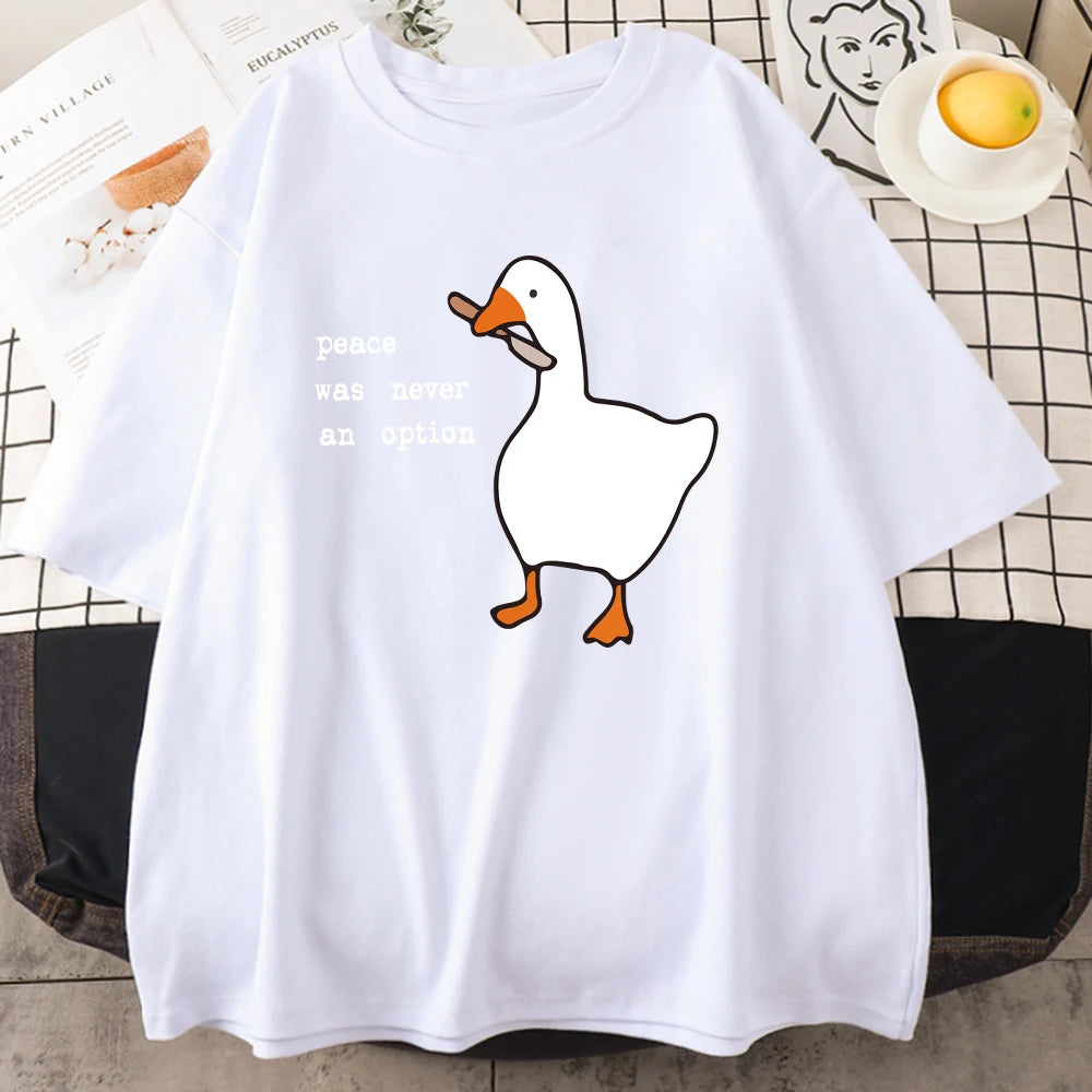 Peace Was Never An Option Prints Mans Cotton Tee Clothing Creativity All-Math Short Sleeve Fashion Casual Loose Tops Men T-Shirt