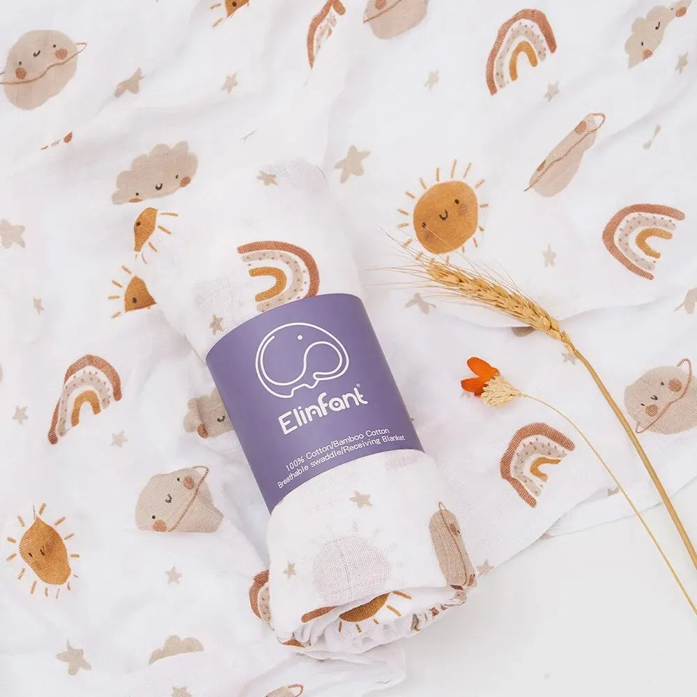 Bamboo Cotton Baby Swaddle Blanket - 120x110cm Printed Wrap
