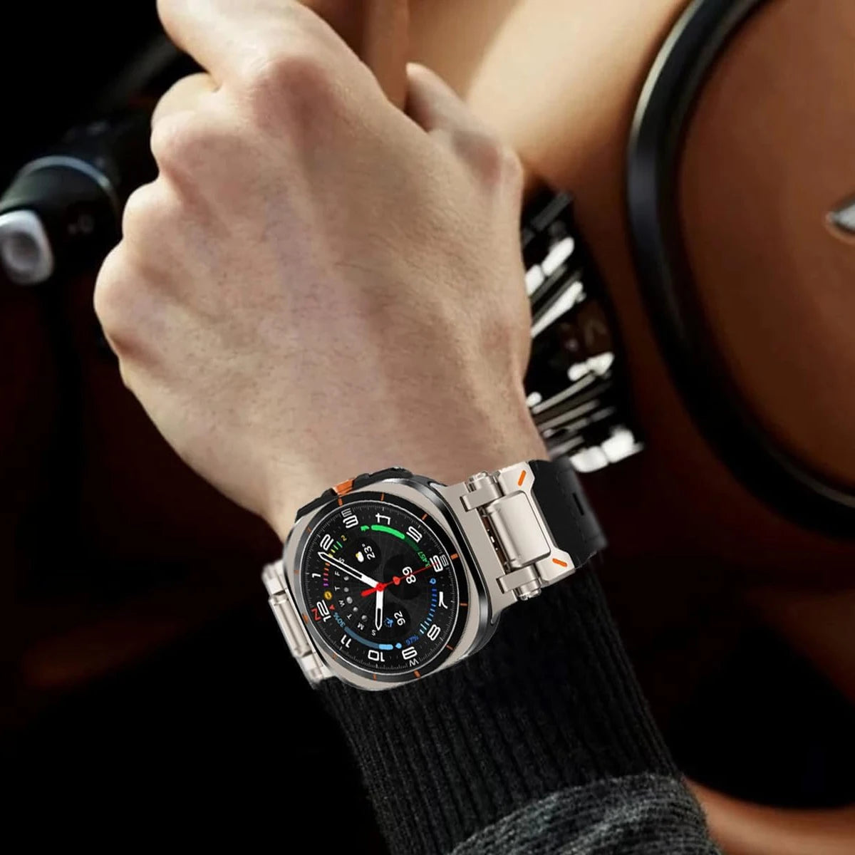 Luxury Leather Band for Samsung Galaxy Watch Ultra 2025 2024 47mm Business Strap for Galaxy Watch Ultra Adjustable Men Wristband