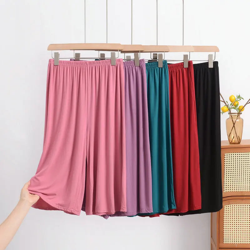 Plus size XL to 8XL Women's Modal pant calf-length summer Capri Pants wide leg pants short pants casual homewear