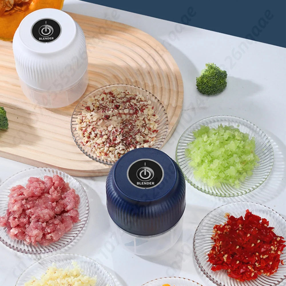 Picadora Eléctrica de Ajo y Verduras, 300ml, Portátil, Inalámbrica, Mini Procesador de Cebolla para Frutos Secos, Chile, Carne Picada y Especias