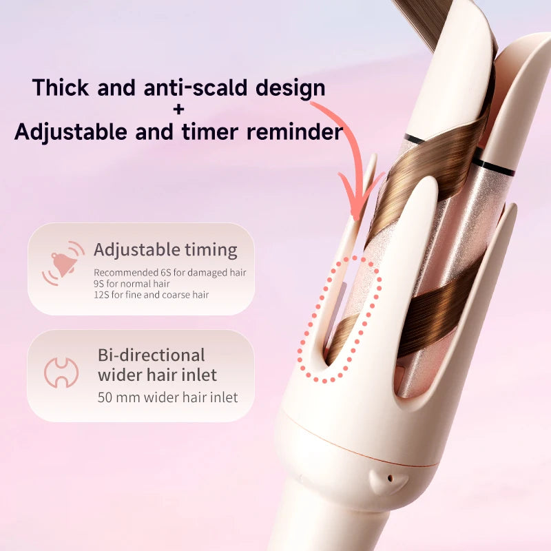 Auto Curling Iron Professional 3 Speed Rotary Hair Curler Ceramic Heated Styling Wand with Negative Ion Hair Care Styling Tools