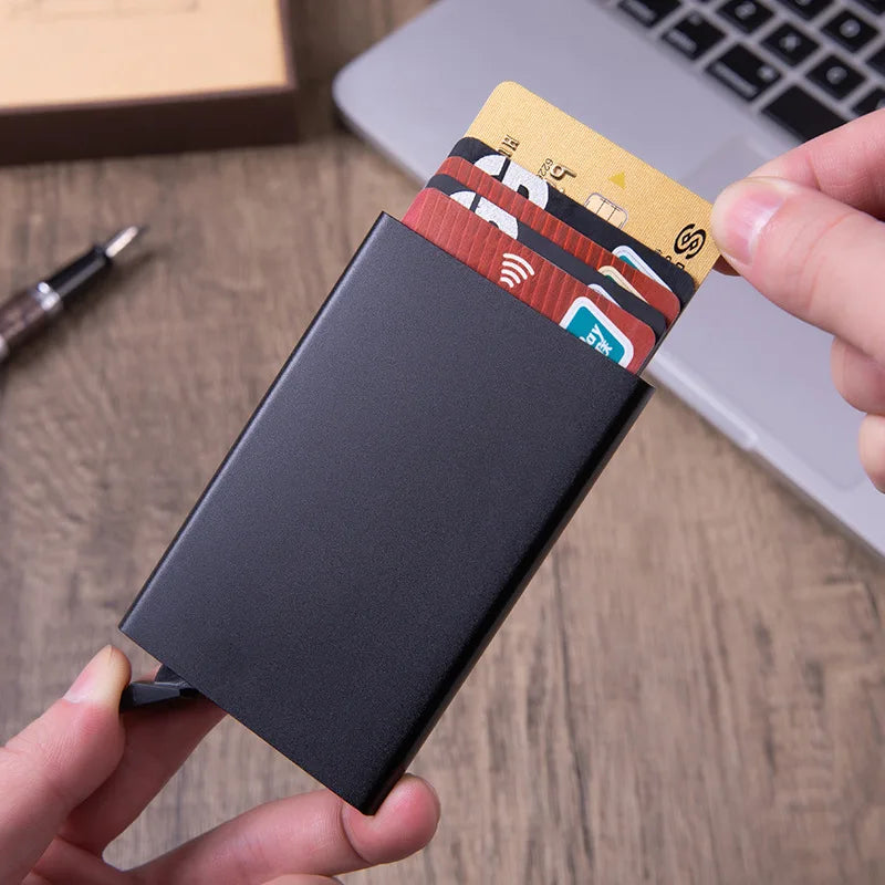 ID Credit Bank Card Holder Wallet Luxury Brand Men Women Anti Rfid Blocking Protected Magic  Slim Mini Small Money Wallets Case