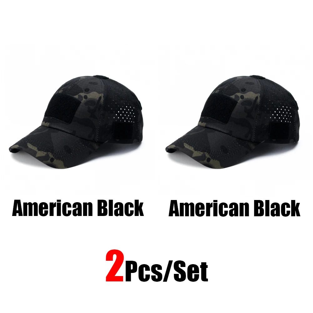 1/2Pcs New Men Camouflage Baseball Cap Breathable Sunscreen Hat Outdoor Sports Hunting Hiking Camping Beach Fishing Sun Hat