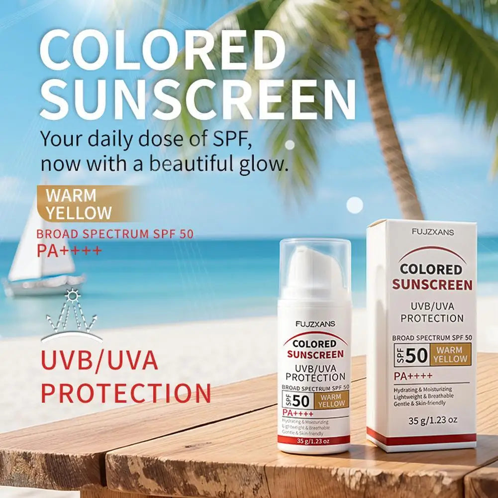Colored Sunscreen UVB/UVA Protection Broad Spectrum SPF 50 Hydrating Lightweight Breathable Gentle Skin-Friendly Isolation Cream