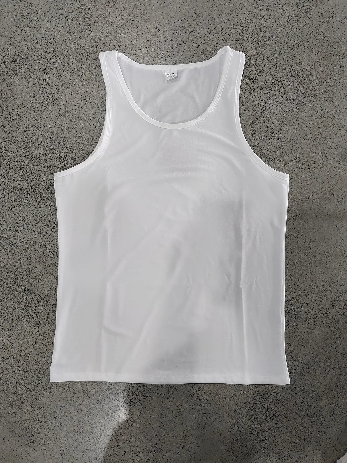 Men's Gym Sports Tank Top Muscle Aesthetic Dry Fast Workwear Polyester Fiber Summer Sport Fit Style Solid Color round Neck