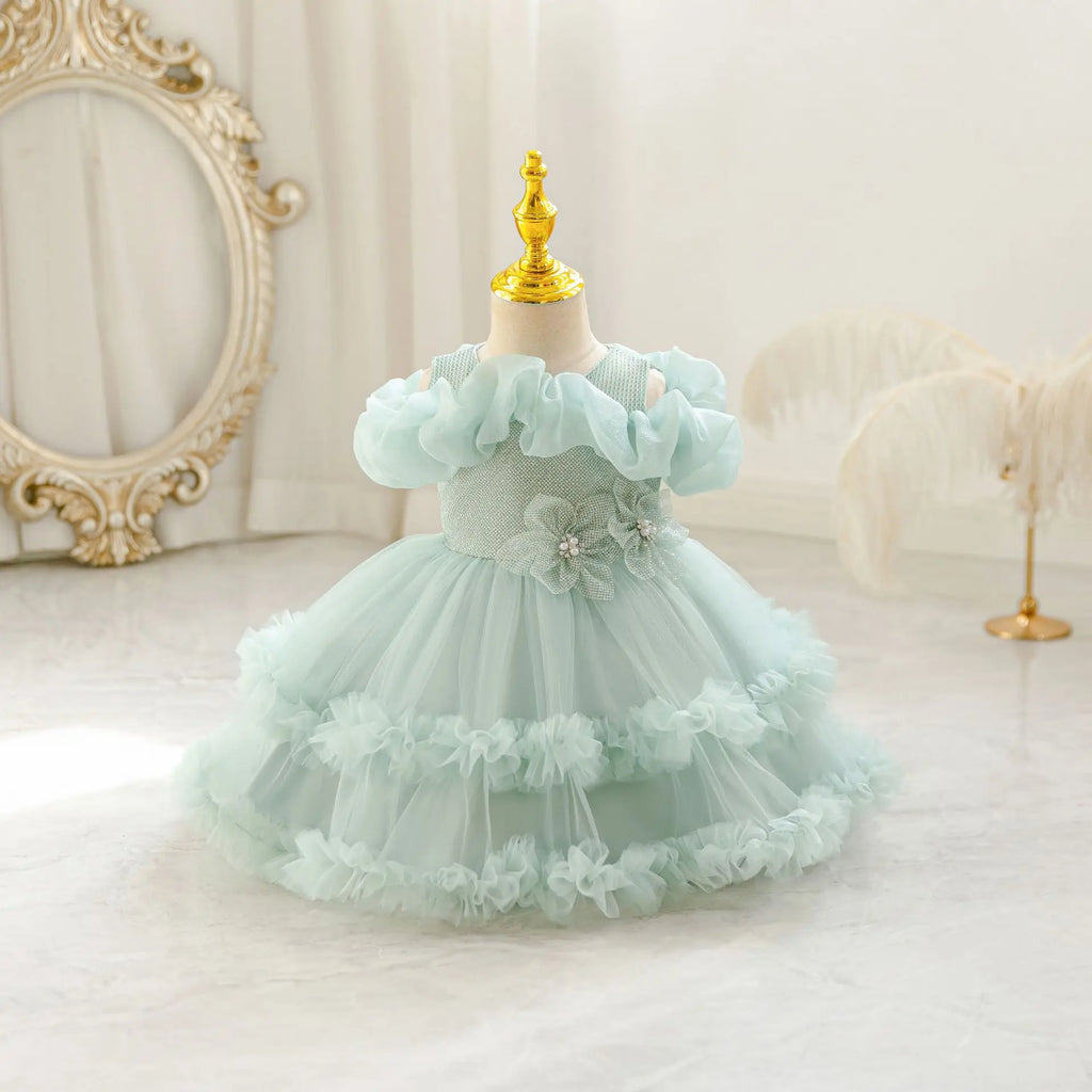 HETISO Girls Princess Flower Dress Tutu Sleeve Baby Toddler Children's Birthday Party Ball Gown for 0-5 Years