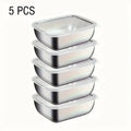 5 recipientes apilables de acero inoxidable para preparación de alimentos para refrigerador y almuerzo, ideales para preparación de comidas, viajes y almacenamiento en cocina