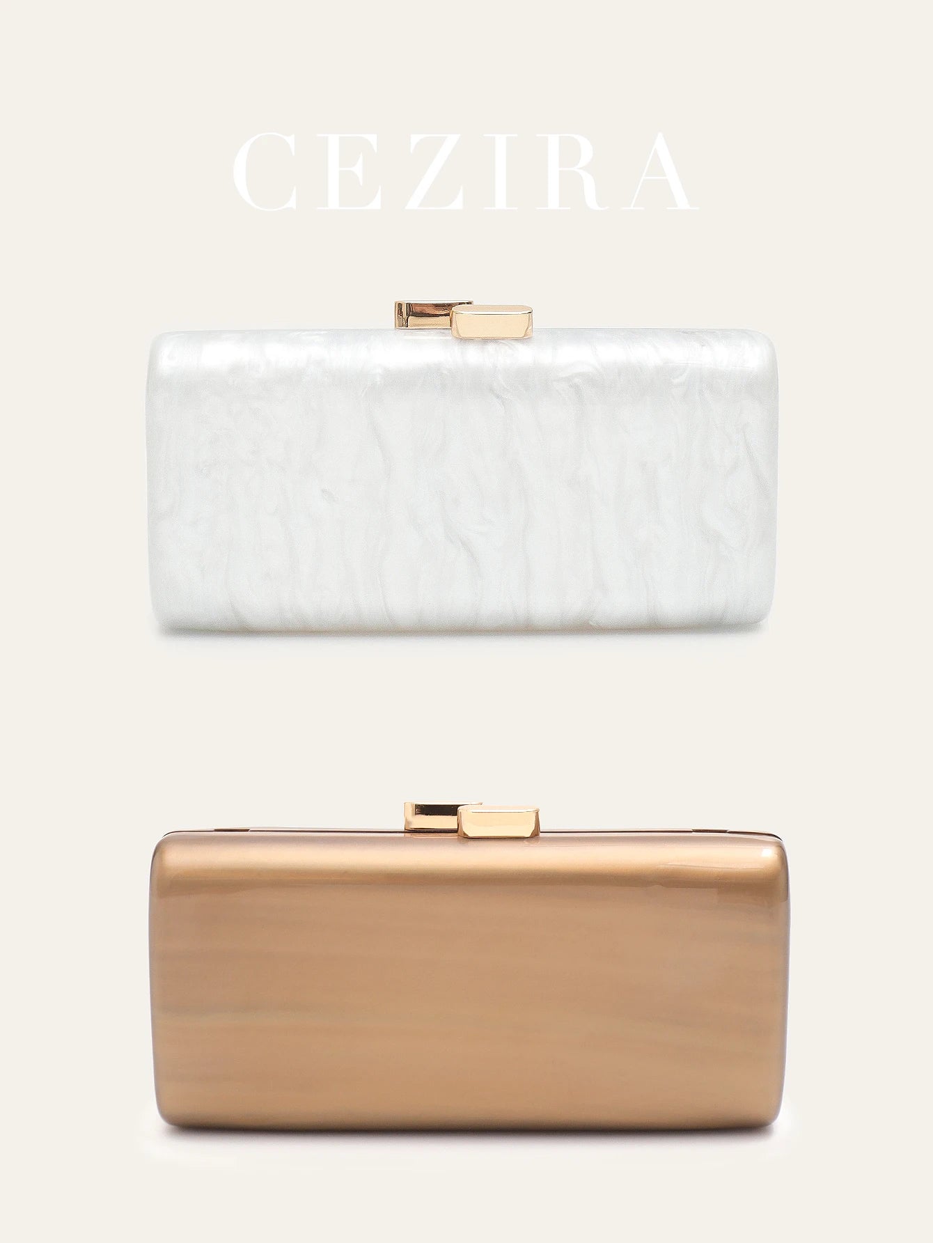 CR Women Elegant Marbled Acrylic Clutch Minimalist Simple Design Magnetic Closure Square Hard Case Box Evening Bag Bride Purse