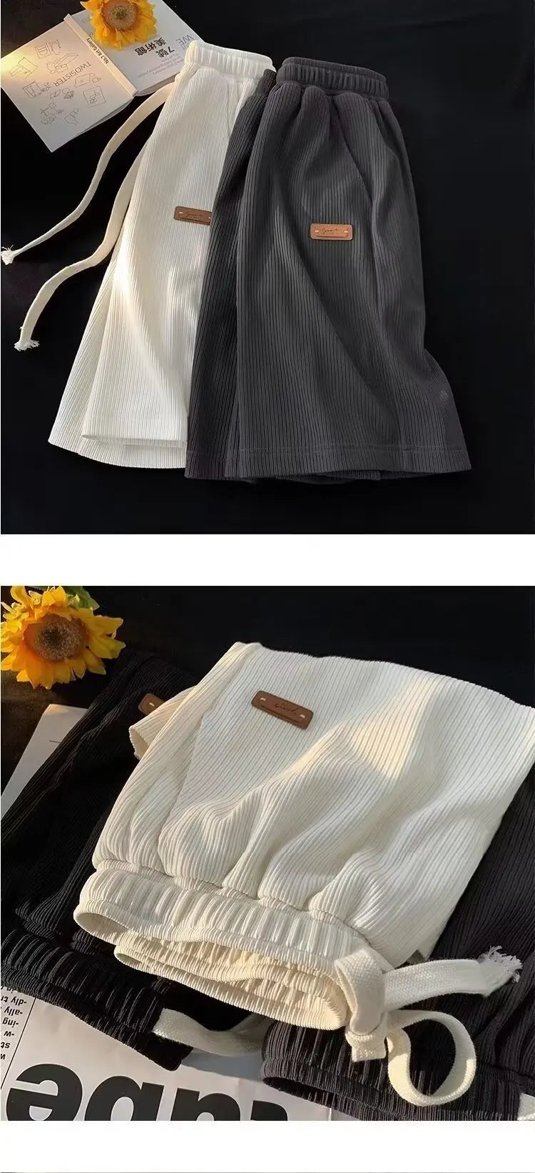 Quick Dry Men's Shorts Summer Label Design Loose Fit Sporty Five-Quarter Pants Unbranded Polyester Fiber Straight Leg Style