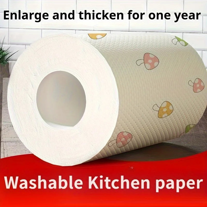 Washable Reusable Kitchen Paper Roll, Thick Pearl Embossed Non-Woven Cleaning Cloths, Oil Absorbent Dish Wipes for Kitchen Home