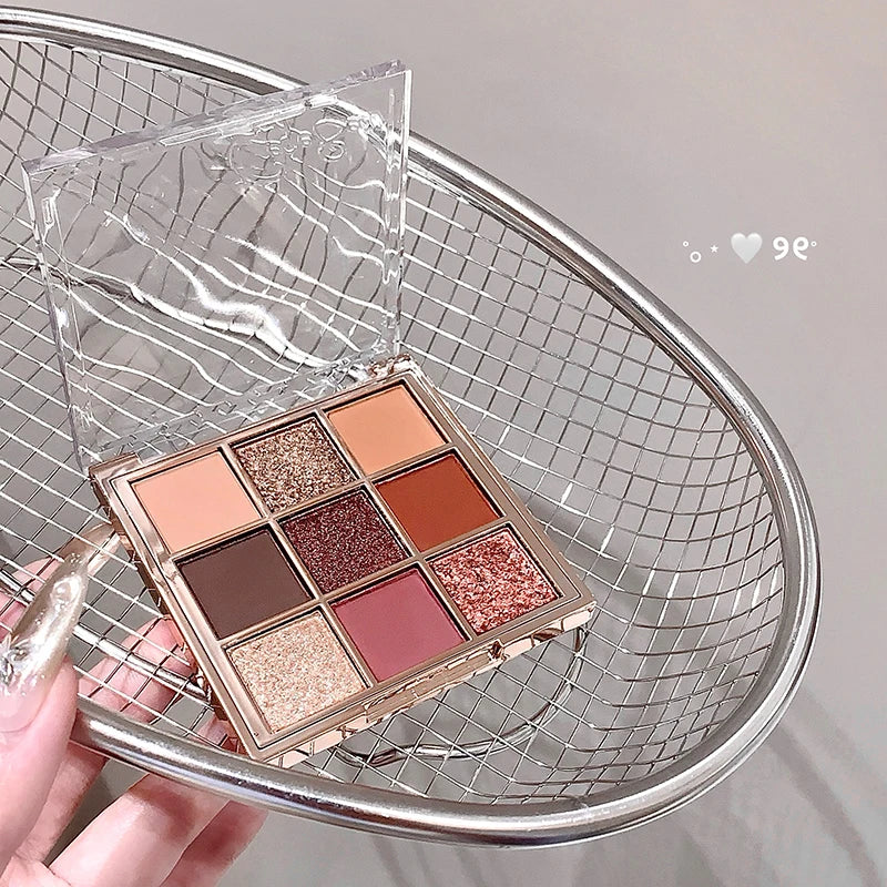 Gege Bear 9 Color Eyeshadow Palette Matte Shimmer Glitter Nude Neutral Tones Luminous Fantasy All-in-One Makeup
