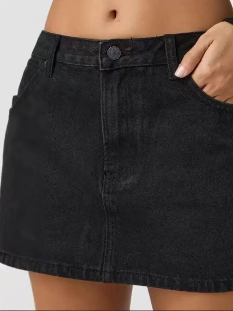 New 2026 Summer Women's Elastic Slim-fit  Denim Short Skirt  Female Fashion Casual Mid Waist Jeanse Skirt