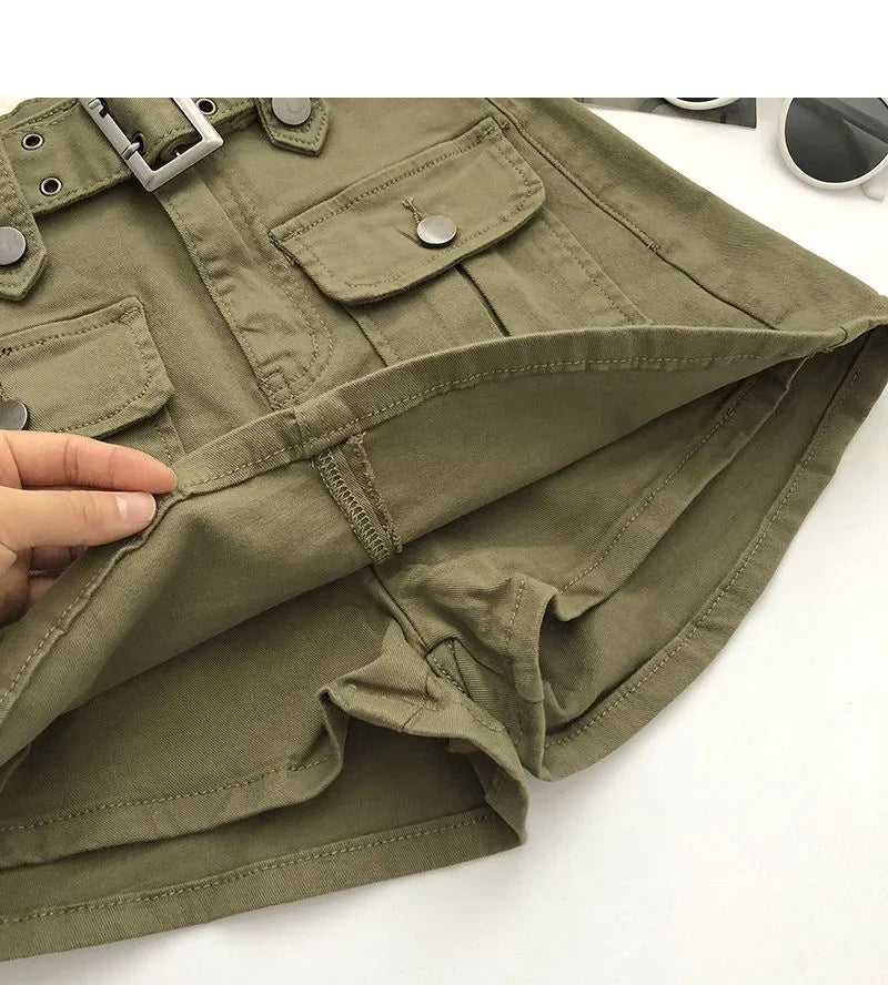 2026 Summer Safari Style Women Denim Pantskirt High-waist Short Slim A-line Jean Skirts Lady Anti-expose Lining Wide-leg Shorts
