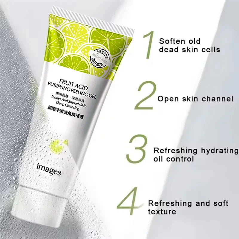 Natural Fruit Acid Peeling Gel Facial Cleansing Scrub Cream Deep Clean Moisturizing Nourishing Gentle Face Cleanser Skin Care